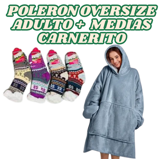 🧥🧦❄️  Polerón oversize + medias de carnerito  ❄️🧦🧥